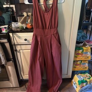 Free People Sleeveless Jumpsuit in Deep Red